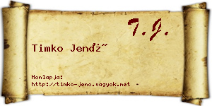 Timko Jenő névjegykártya